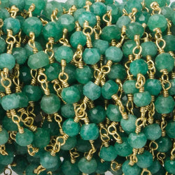 3.5-4mm Amazonite faceted rondelle Gold plated Chain by the foot 34 beads (ONLINE ORDER ONLY)