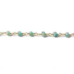 3.5-4mm Amazonite faceted rondelle Gold plated Chain by the foot 37 pcs (ONLINE ORDER ONLY)