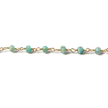 3.5-4mm Amazonite faceted rondelle Gold plated Chain by the foot 37 pcs (ONLINE ORDER ONLY)