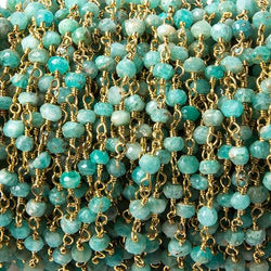 3.5-4mm Amazonite faceted rondelle Gold plated Chain by the foot 37 pcs (ONLINE ORDER ONLY)