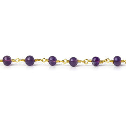 3.5-4mm Amethyst plain round Gold Chain by the foot (ONLINE ORDER ONLY)