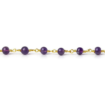 3.5-4mm Amethyst plain round Gold Chain by the foot (ONLINE ORDER ONLY)