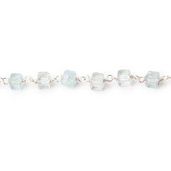 3.5-4mm Aquamarine Plain Cubes on .925 Sterling Silver Chain (ONLINE ORDER ONLY)