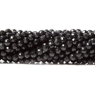 3.5-4mm Black Tourmaline Beads Faceted Round 94 pcs (ONLINE ORDER ONLY)
