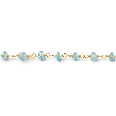 3.5-4mm Blue Zircon Faceted Rondelles on Vermeil Hand-Wrapped Chain (ONLINE ORDER ONLY)
