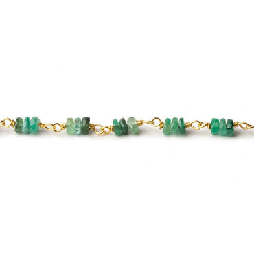 3.5-4mm Emerald faceted rondelle Trio Vermeil Chain by the foot 93 beads per (ONLINE ORDER ONLY)