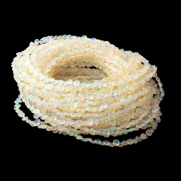 3.5-4mm Ethiopian Opal Pavilion Faceted Coin 16 inch 126 Beads AA (ONLINE ORDER ONLY)