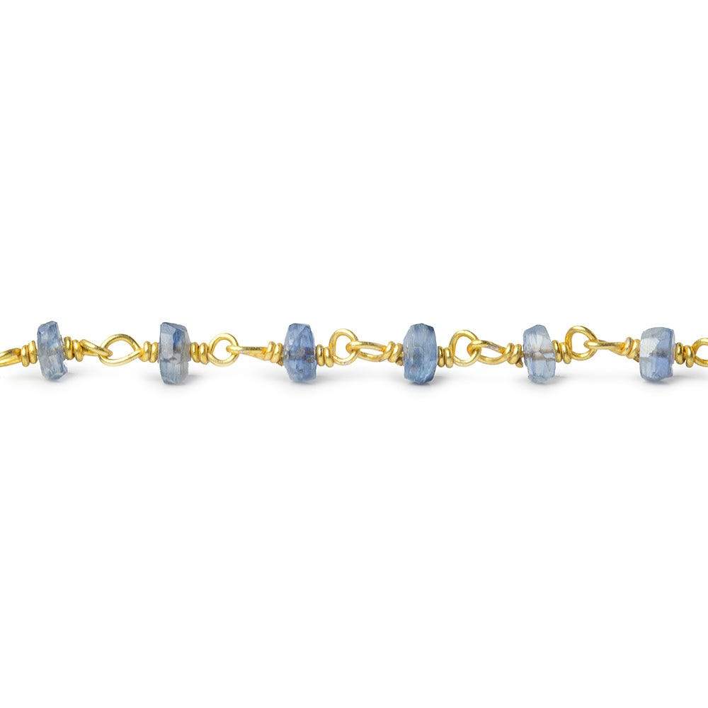3.5-4mm Kyanite faceted rondelle Vermeil Chain by the foot 40 beads AAA (ONLINE ORDER ONLY)