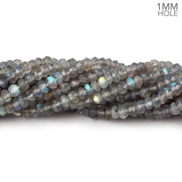 3.5-4mm Labradorite 1mm drill hole faceted rondelle Beads 12.5 inch 125 pieces (ONLINE ORDER ONLY)