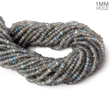 3.5-4mm Labradorite 1mm drill hole faceted rondelle Beads 12.5 inch 125 pieces (ONLINE ORDER ONLY)