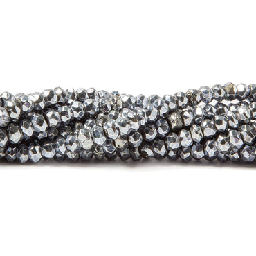 3.5-4mm Metallic Bluish Silver plated Pyrite faceted rondelle Beads 13 inch 104 pcs (ONLINE ORDER ONLY)