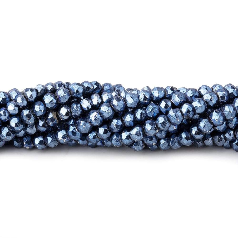 3.5-4mm Metallic Cadet Blue plated Pyrite faceted rondelle Beads 13 inch 104 pcs (ONLINE ORDER ONLY)