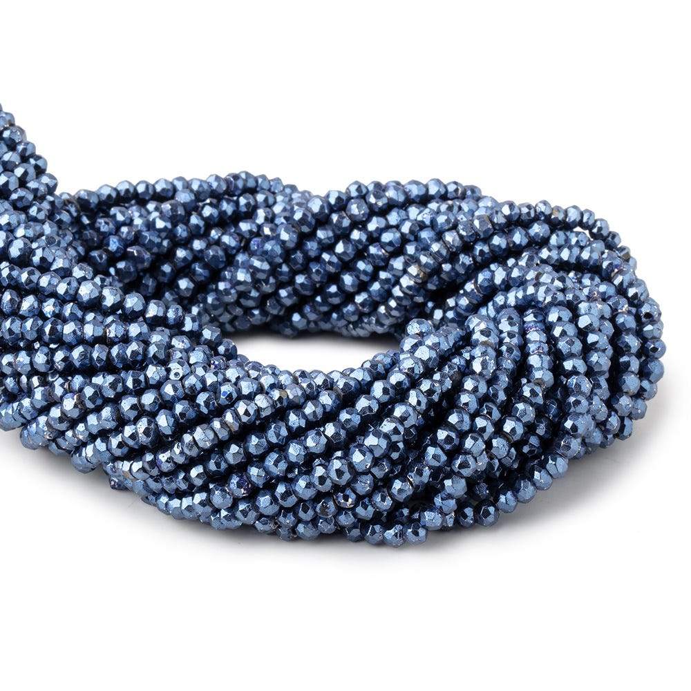 3.5-4mm Metallic Cadet Blue plated Pyrite faceted rondelle Beads 13 inch 104 pcs (ONLINE ORDER ONLY)