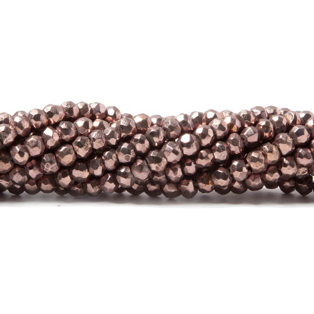 3.5-4mm Metallic Cocoa Brown plated Pyrite faceted rondelle Beads 13 inch 117 pcs (ONLINE ORDER ONLY)