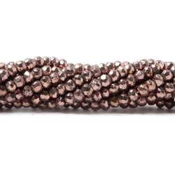 3.5-4mm Metallic Cocoa Brown plated Pyrite faceted rondelle Beads 13 inch 117 pcs (ONLINE ORDER ONLY)