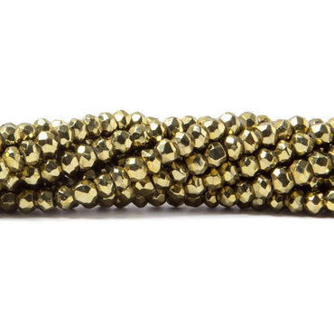 3.5-4mm Metallic Gold plated Pyrite faceted rondelle Beads 13 inch 118 pcs (ONLINE ORDER ONLY)