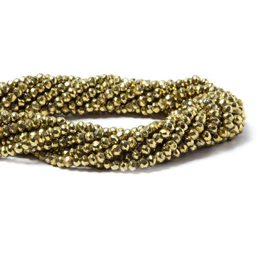 3.5-4mm Metallic Gold plated Pyrite faceted rondelle Beads 13 inch 118 pcs (ONLINE ORDER ONLY)