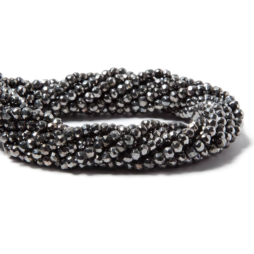3.5-4mm Metallic Smoky Grey plated Pyrite faceted rondelle Beads 13 inch 102 pcs (ONLINE ORDER ONLY)