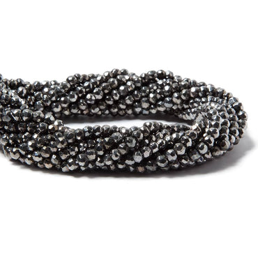 3.5-4mm Metallic Smoky Grey plated Pyrite faceted rondelle Beads 13 inch 102 pcs (ONLINE ORDER ONLY)