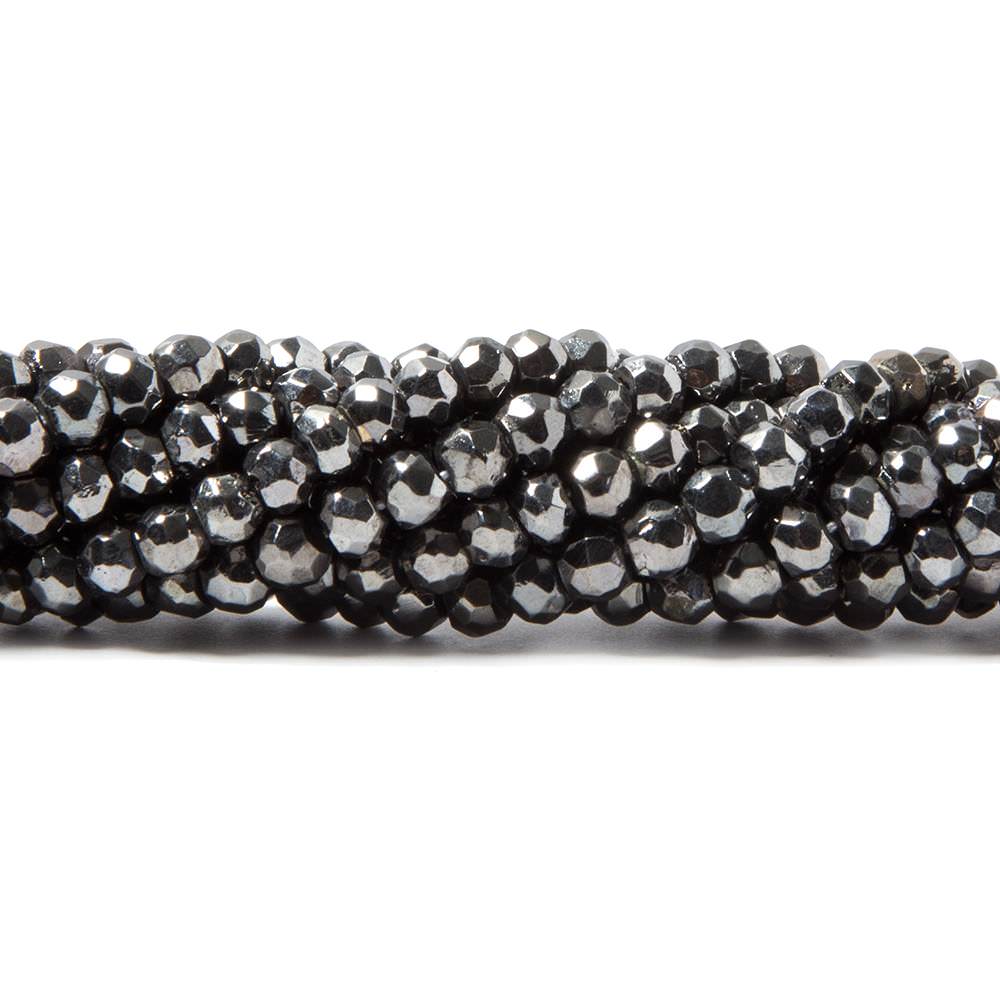 3.5-4mm Metallic Smoky Grey plated Pyrite faceted rondelle Beads 13 inch 102 pcs (ONLINE ORDER ONLY)