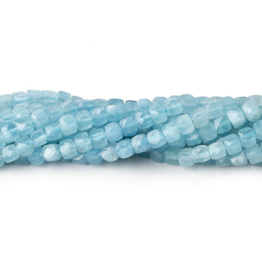 3.5-4mm Milky Aquamarine micro faceted cubes 12.5 inch 80 pieces A (ONLINE ORDER ONLY)