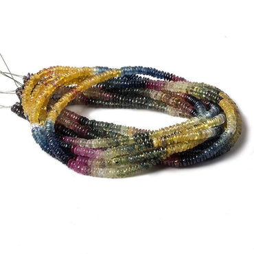 3.5-4mm Multi Color Sapphire Plain Rondelle 16 inch 312 pcs (ONLINE ORDER ONLY)