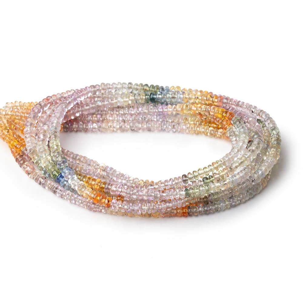 3.5-4mm Multi Color Sapphire Plain Rondelle Beads 18 inch 245 pieces AAA (ONLINE ORDER ONLY)