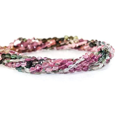 3.5-4mm Multi Color Tourmaline faceted coin Beads 14 inch 89 pieces (ONLINE ORDER ONLY)