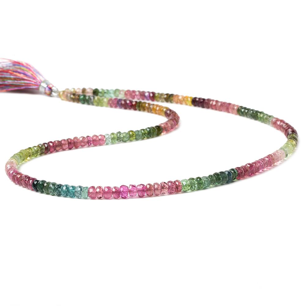 3.5-4mm Multi Color Tourmaline faceted rondelle beads 17 inch 188 pieces (ONLINE ORDER ONLY)