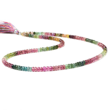 3.5-4mm Multi Color Tourmaline faceted rondelle beads 17 inch 188 pieces (ONLINE ORDER ONLY)