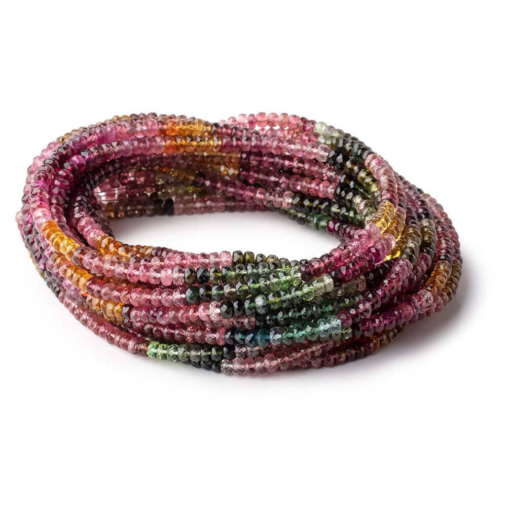 3.5-4mm Multi Color Tourmaline Faceted Rondelle Beads 18 inch 190 pieces AAA (ONLINE ORDER ONLY)
