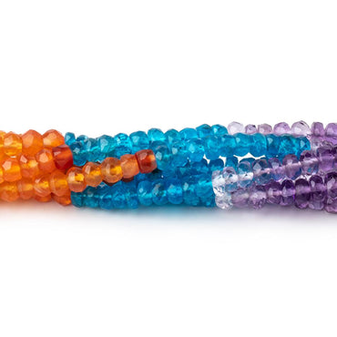 3.5-4mm Multi Gemstone Faceted Rondelle Beads 18 inch 200 pieces AA (ONLINE ORDER ONLY)