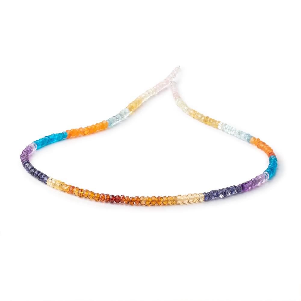 3.5-4mm Multi Gemstone Faceted Rondelle Beads 18 inch 200 pieces AA (ONLINE ORDER ONLY)