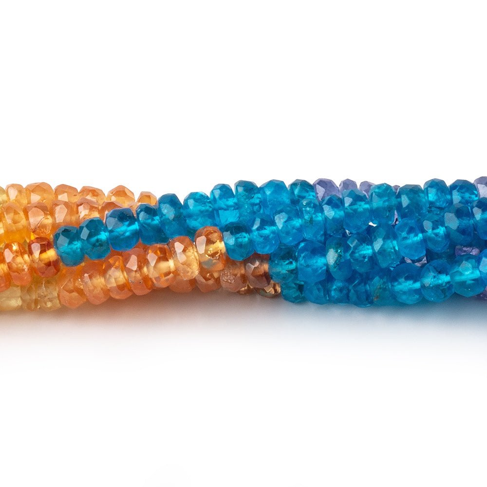 3.5-4mm Multi Gemstone Faceted Rondelles 18 inch 200 Beads AA (ONLINE ORDER ONLY)