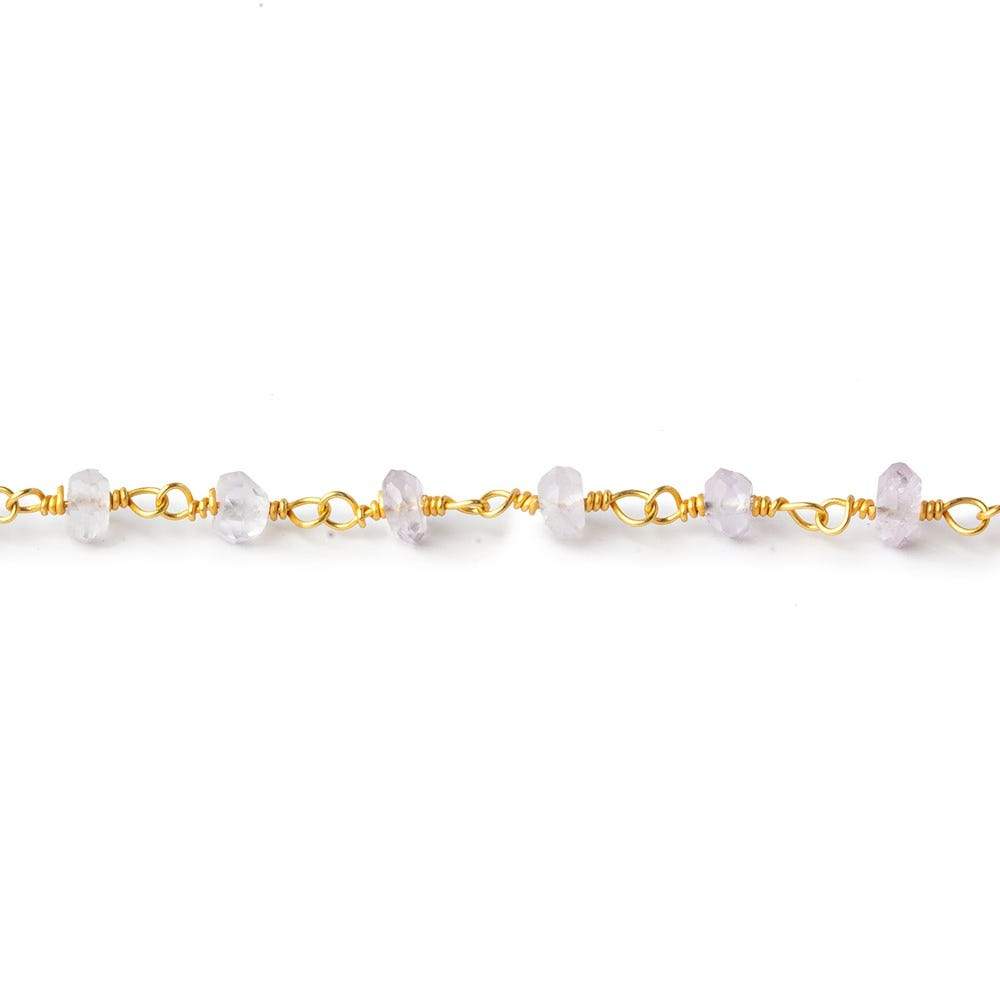 3.5-4mm Pink Amethyst faceted rondelle Gold plated Chain by the foot 36 pieces (ONLINE ORDER ONLY)