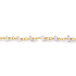 3.5-4mm Pink Amethyst faceted rondelle Gold plated Chain by the foot 36 pieces (ONLINE ORDER ONLY)