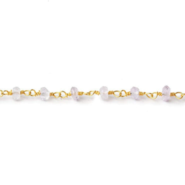 3.5-4mm Pink Amethyst faceted rondelle Gold plated Chain by the foot 36 pieces (ONLINE ORDER ONLY)