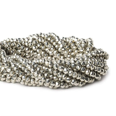 3.5-4mm Platinum Silver plated Pyrite Faceted Rondelle Beads 13 inch 109 pcs (ONLINE ORDER ONLY)