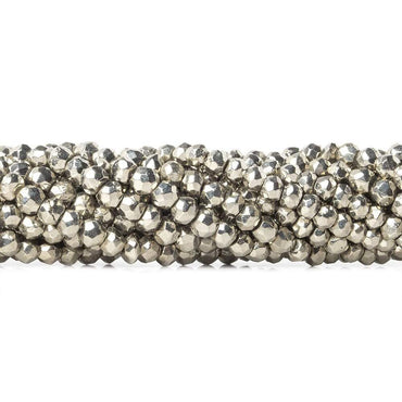 3.5-4mm Platinum Silver plated Pyrite Faceted Rondelle Beads 13 inch 109 pcs (ONLINE ORDER ONLY)