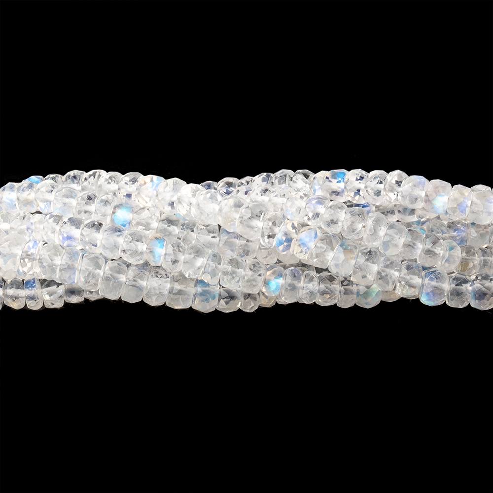 3.5-4mm Rainbow Moonstone Faceted Rondelle Beads 8.5 inch 86 pieces AAA (ONLINE ORDER ONLY)