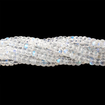 3.5-4mm Rainbow Moonstone Faceted Rondelle Beads 8.5 inch 86 pieces AAA (ONLINE ORDER ONLY)