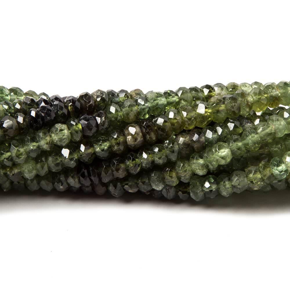3.5-4mm Shaded Green Tourmaline faceted rondelle beads 14 inch 165 pieces (ONLINE ORDER ONLY)