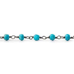 3.5-4mm Turquoise Howlite Black Gold Chain by the foot 37 pcs (ONLINE ORDER ONLY)