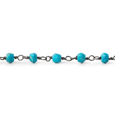 3.5-4mm Turquoise Howlite Black Gold Chain by the foot 37 pcs (ONLINE ORDER ONLY)