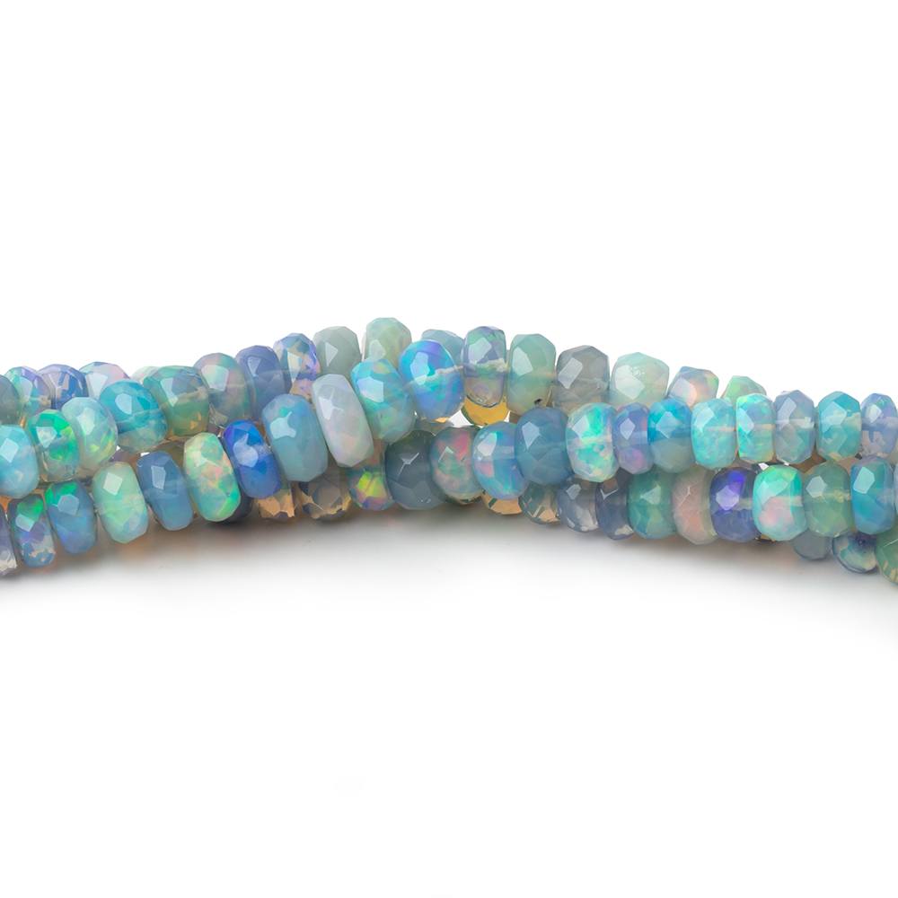 3.5-5.5mm Antique Blue Ethiopian Opal Faceted Rondelles 16 inch 175 Beads AA (ONLINE ORDER ONLY)