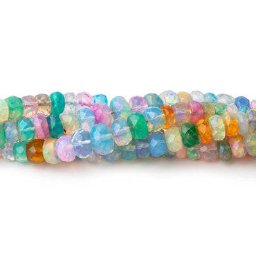 3.5-5.5mm Neon Multi Color Ethiopian Opal Faceted Rondelles 16 inch 172 Beads AA (ONLINE ORDER ONLY)