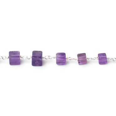 3.5-5mm Amethyst Plain Cubes on Sterling Silver Chain (ONLINE ORDER ONLY)