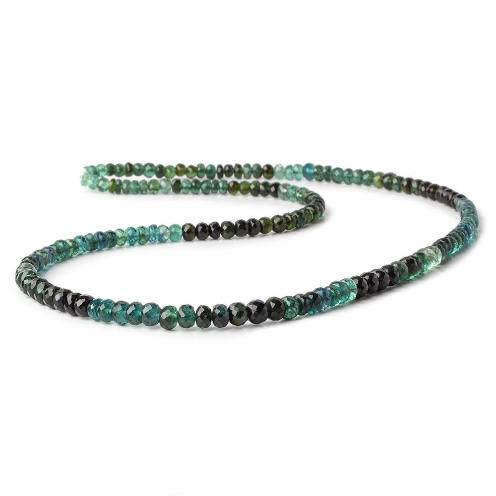 3.5-5mm Indicolite Blue & Chrome Green Tourmaline faceted rondelles 18 inch 158 pieces AA (ONLINE ORDER ONLY)