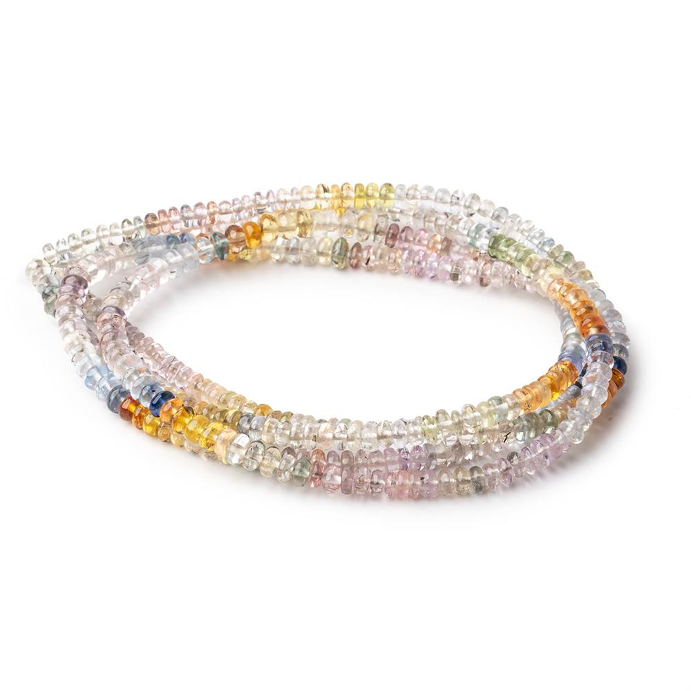 3.5-5mm Multi Color Sapphire Plain Rondelle Beads 18 inch 200 pieces AAA (ONLINE ORDER ONLY)