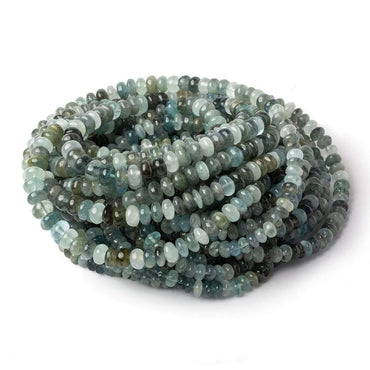 3.5-6.5mm Aqua & Moss Aquamarine plain rondelles 18 inch 155 beads AA (ONLINE ORDER ONLY)